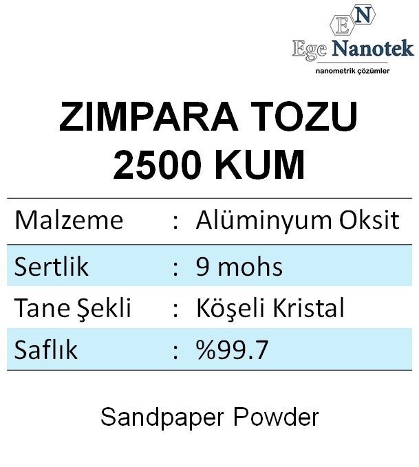 2500 Kum Zımpara Tozu Alüminyum Oksit Alümina P2500 500 gram