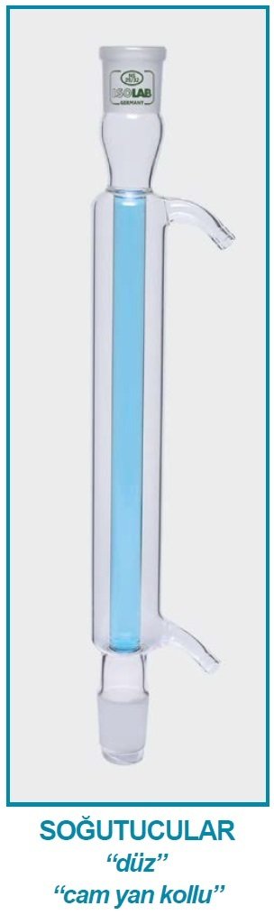 İSOLAB 033.11.403 soğutucu - düz - 400 mm - dişi şilif : NS 29/32 - erkek şilif : NS 29/32 - cam yan kol (1 adet)