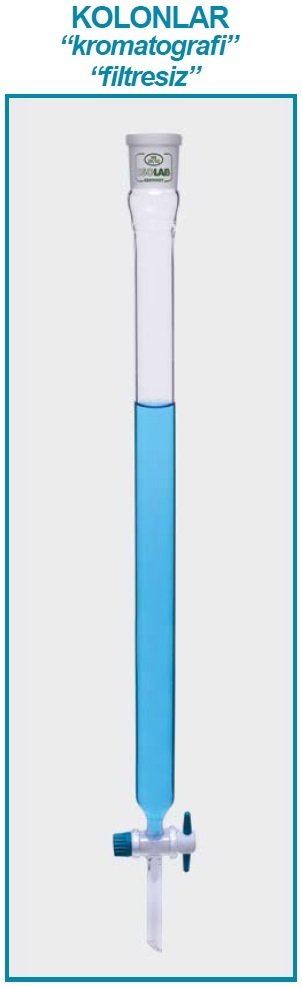 İSOLAB 066.10.001 kromotografi kolonu - dişi şilifli & fritsiz - 200 mm - çap.10 mm - dişi şilif: NS 14/23 (1 adet)
