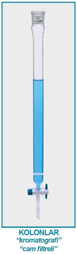 İSOLAB 066.11.001 kromotografi kolonu - dişi şilifli & fritli - 200 mm - çap 10 mm - dişi şilif : NS 14/23 (1 adet)