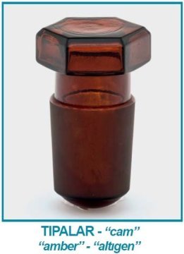 İSOLAB 051.04.001 tıpa - cam - amber - hexagonal kapaklı - NS 10/19 (1 adet)