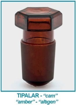 İSOLAB 051.04.004 tıpa - cam - amber - hexagonal kapaklı - NS 19/26 (1 adet)