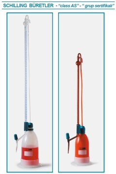 İSOLAB 020.05.025 büret - otomatik - şilling - amber - AS kalite - beyaz skala - 25 ml (1 adet)