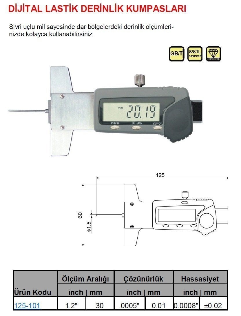 Dijital Derinlik Kumpası 30mm