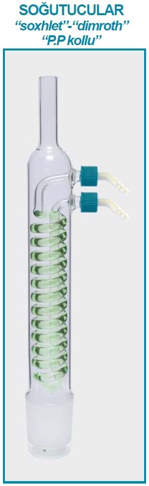 İSOLAB 035.14.030 soğutucu- Dimroth - soxhlet için - 30 ml - erkek şilif : NS 29/32 - P.P yan kol (1 adet)
