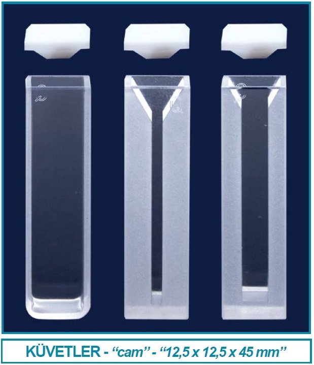 İSOLAB 098.01.002 spektrofotometre küveti - ES kuvars - yarı mikro - 12.5x12.5x45 mm - 1.40 ml (2 adet)