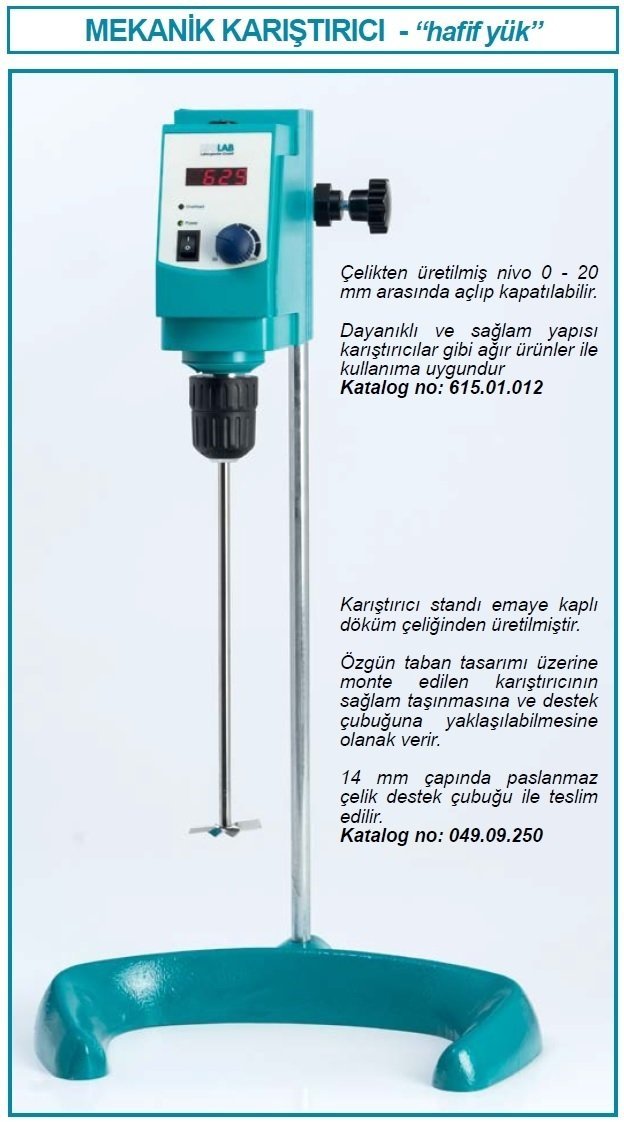 İSOLAB 615.01.001 karıştırıcı - mekanik - 20 lt - LED göstergeli (1 adet)