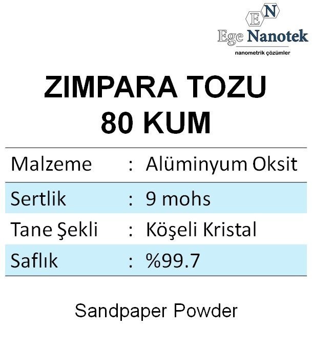 80 Kum Zımpara Tozu Alüminyum Oksit Alümina P80 10 kg