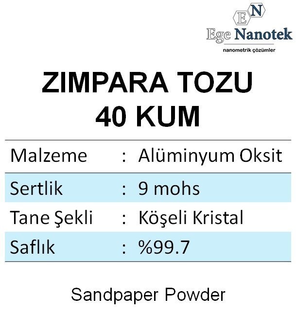 40 Kum Zımpara Tozu Alüminyum Oksit Alümina P40 5 kg