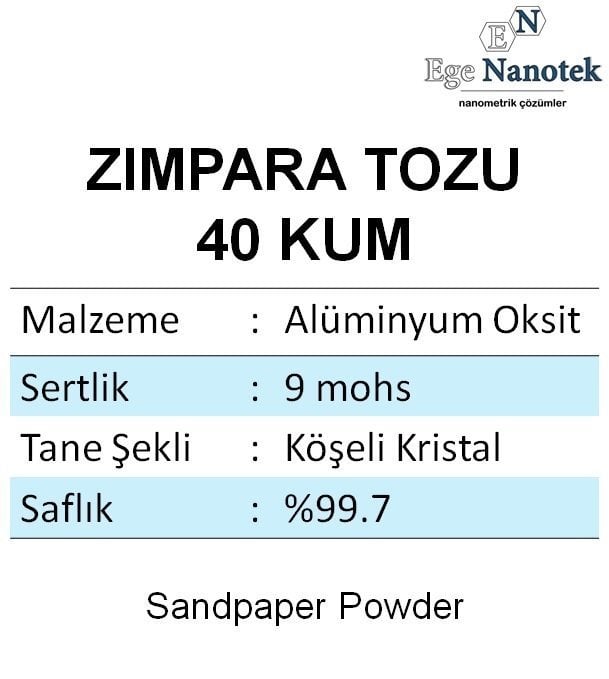 40 Kum Zımpara Tozu Alüminyum Oksit Alümina P40 500 gram