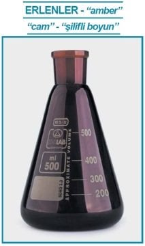 İSOLAB 028.11.502 erlen - cam - şilifli - amber - 500 ml - NS29/32 (1 adet)
