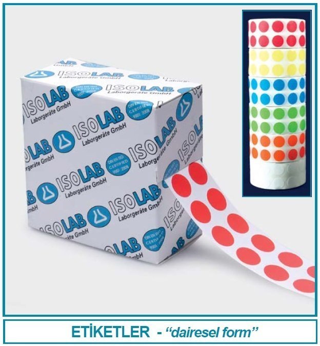 İSOLAB 099.05.113 etiket - mikrotüpler için - 13 mm çap - 6 renk (6 rulo)