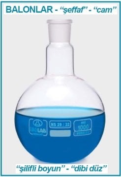 İSOLAB 030.01.501 balon - cam - dibi düz - şilifli - 500 ml - NS29/32 (1 adet)