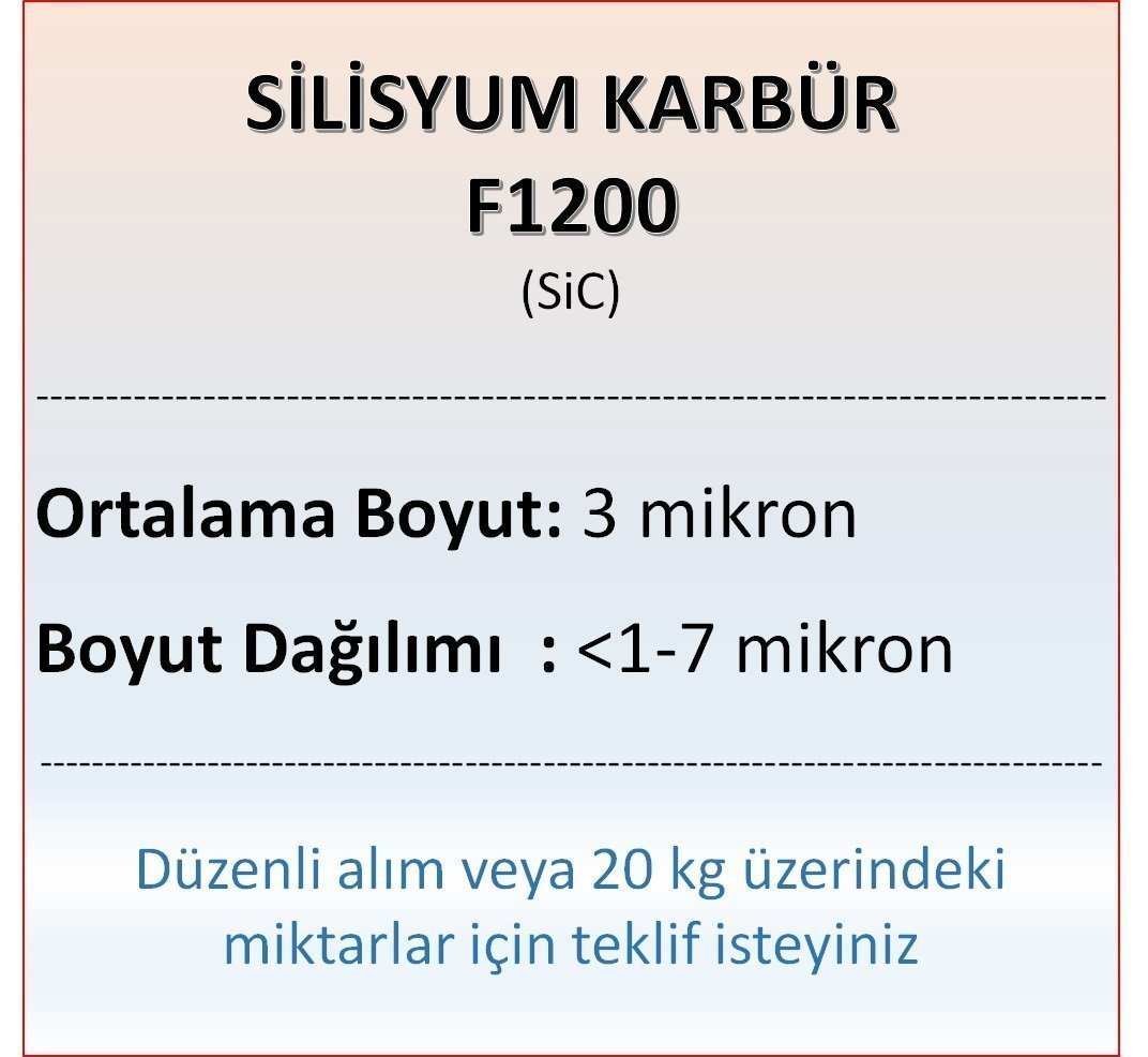 Silisyum Karbür F1200 - SiC- 3 mikron 500 gram