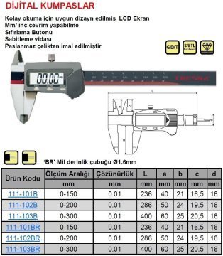 Standart Dijital Kumpas 111-103B
