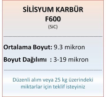 Silisyum Karbür F600 - SiC - 9.3 mikron 500 gram