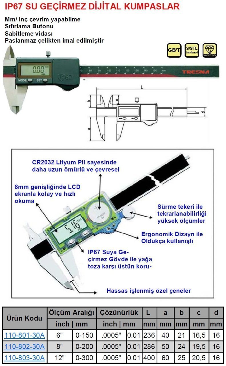 Su Geçirmez Dijital Kumpas 110-801-30A