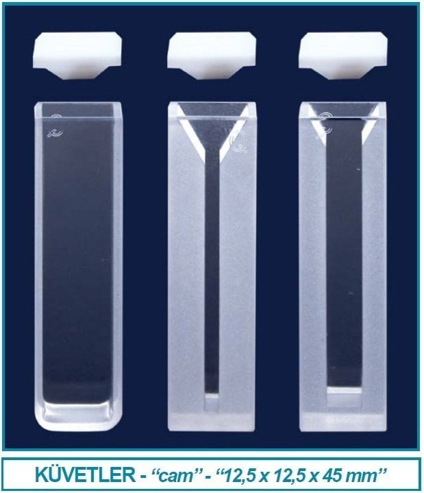 İSOLAB 098.01.003 spektrofotometre küveti - ES kuvars - mikro - 12.5x12.5x45 mm - 0.70 ml (2 adet)