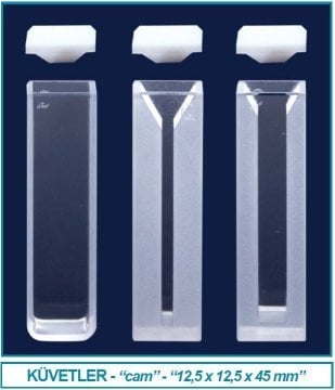 İSOLAB 098.01.003 spektrofotometre küveti - ES kuvars - mikro - 12.5x12.5x45 mm - 0.70 ml (2 adet)
