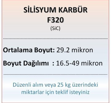 Silisyum Karbür F320 - SiC - 29.2 mikron 25 kg