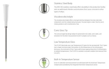 HANNA FC2423 Doğrudan Peynir Ölçümleri için pH Elektrodları (w / HI98165 kullanın)