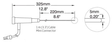 HANNA HI766E2 Genel Amaçlı Uzatılmış Uzunluk K Tipi Termokupl Probu Saplı