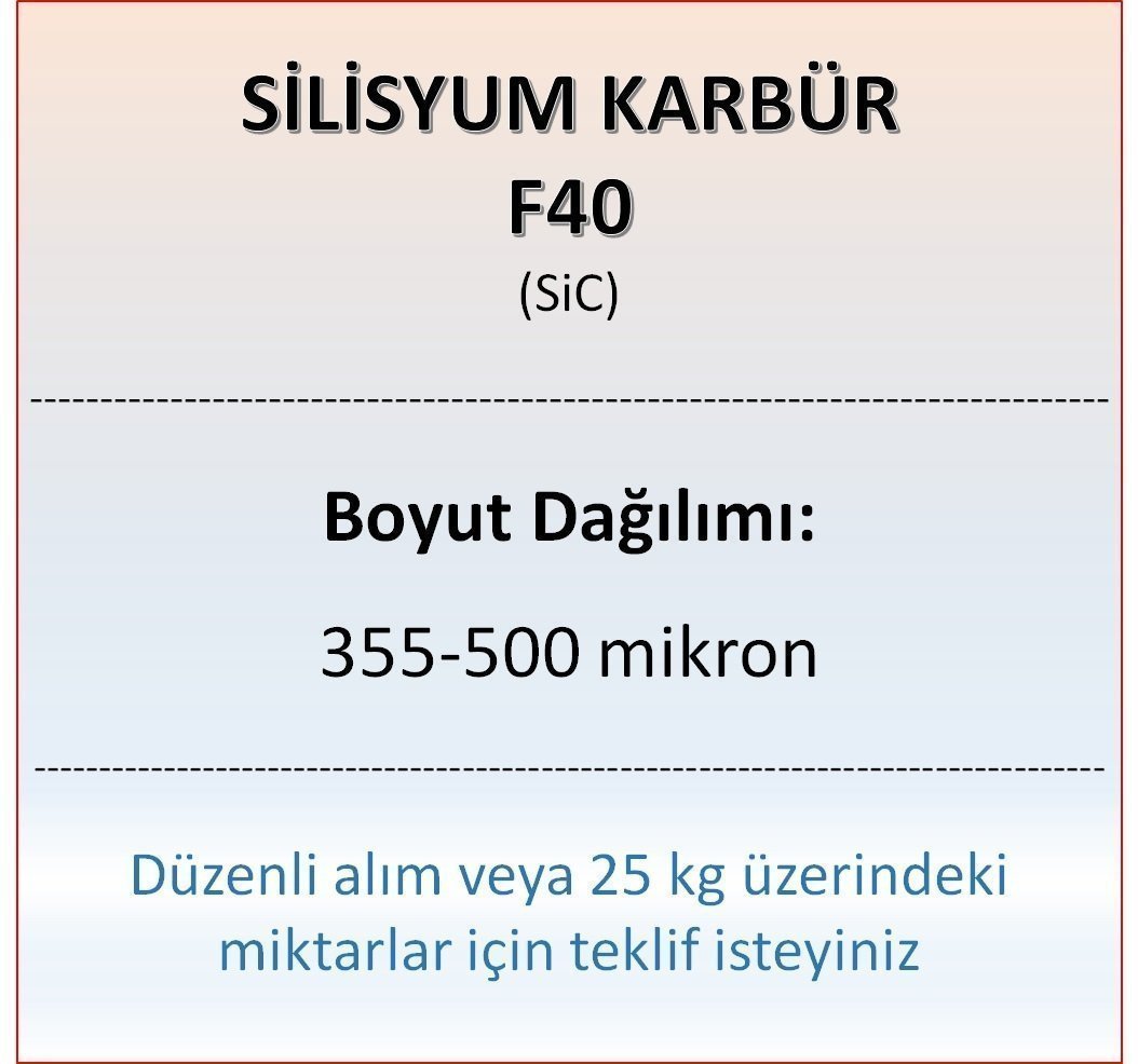 Silisyum Karbür F40 - SiC - 355-500 mikron 25 kg